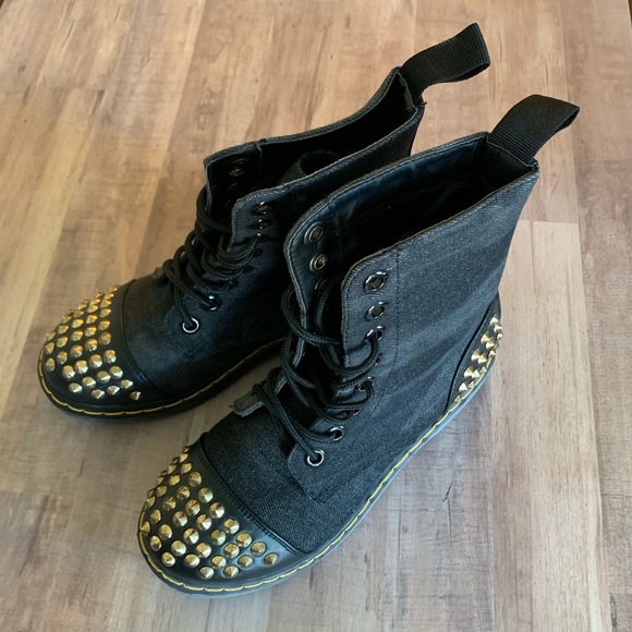 Gia Mia Studded Denim Hip Hop Boots - Picture 3 of 4